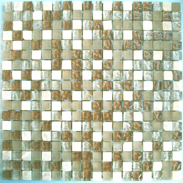 Mosaic Tiles Glass Marble 15x15x8mm Beige Mix Onyx