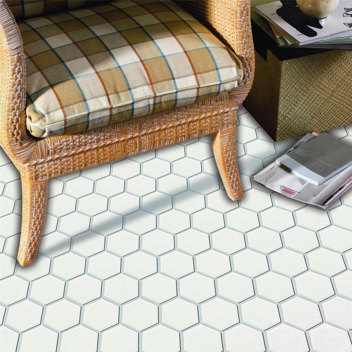 Sample Mosaic Tiles Ceramic Hexagon White Mat