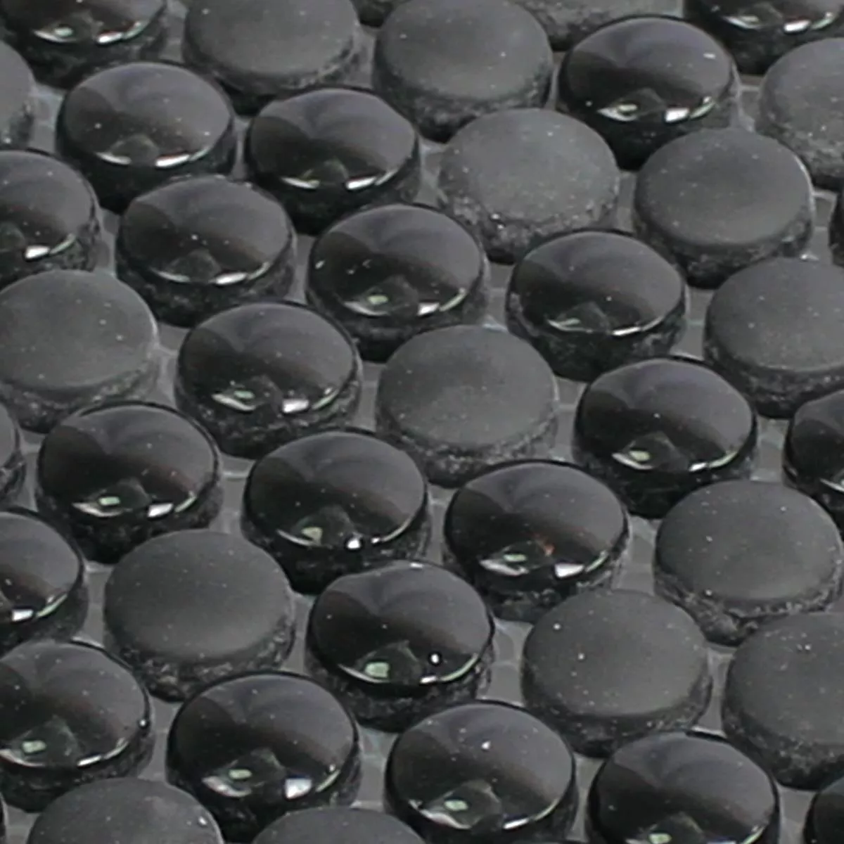 Sample Glass Mosaic Tiles Bonbon Round Eco Black