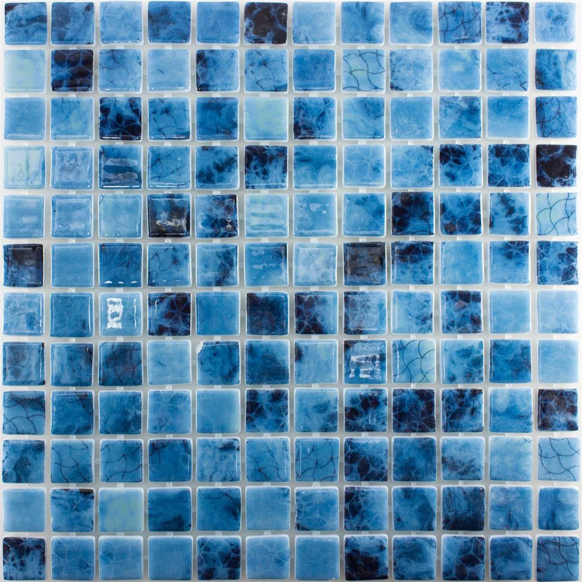 Glass Mosaic Swimming Pool Baltic Blue 25x25mm