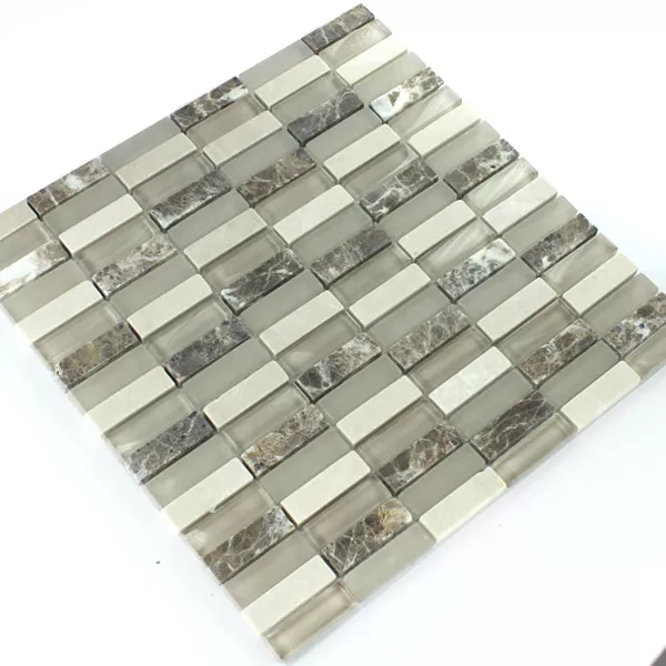 Sample Mosaic Tiles Glass Marble 15x48x8mm Brown Beige Mix Sticks