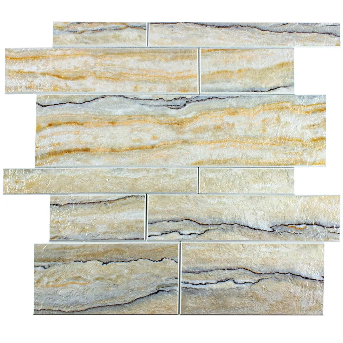 Sample Mosaic Tiles Nube Self Adhesive Stone Optic Beige Grey