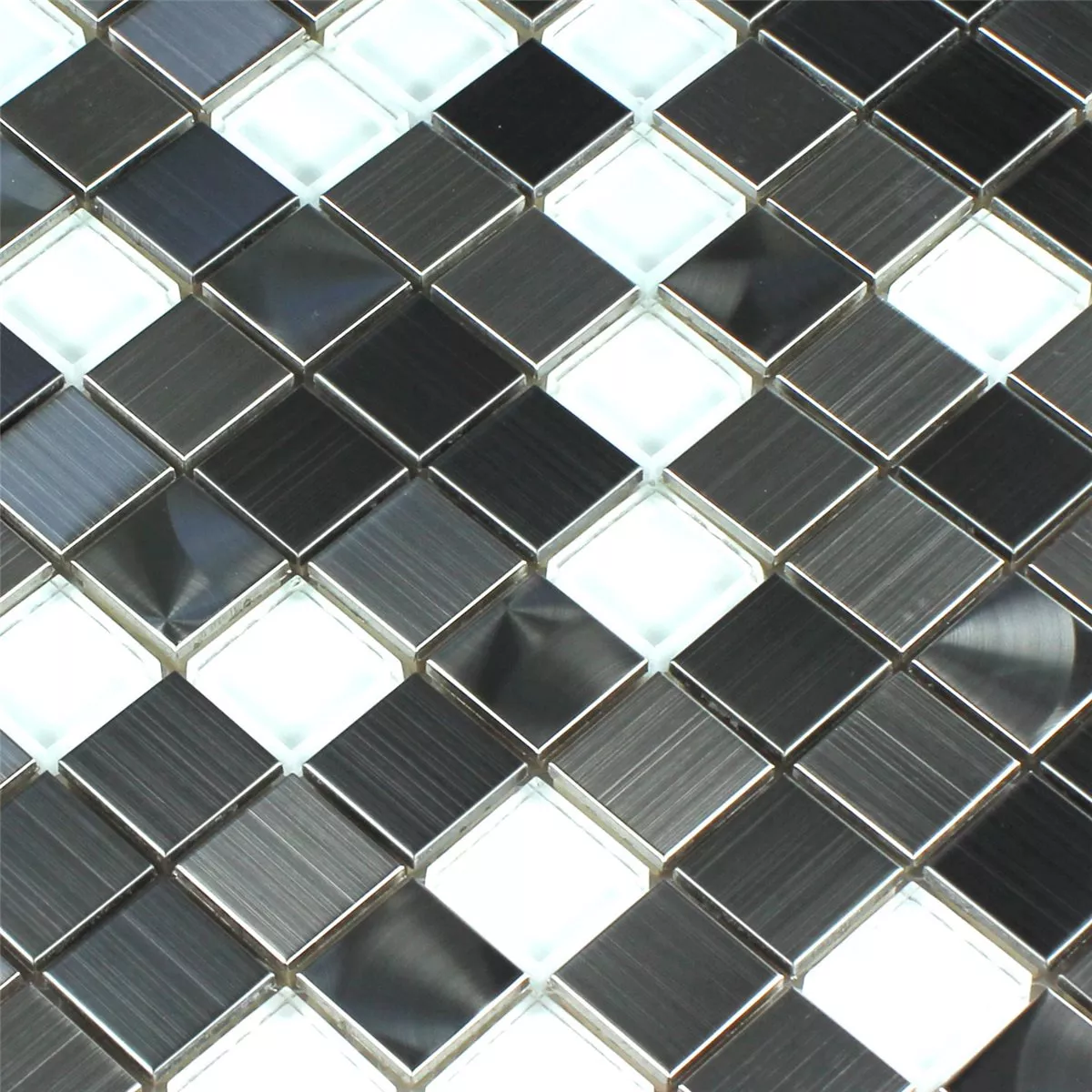 Sample Mosaic Tiles Stainless Steel Glass White Silver