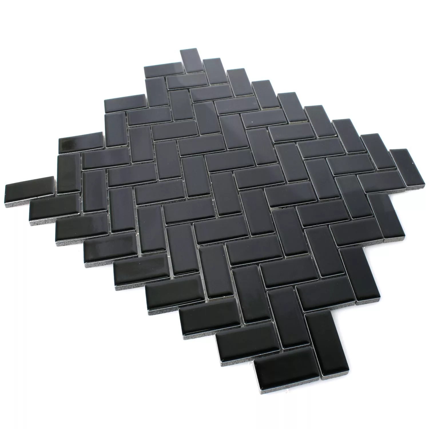 Sample Mosaic Tiles Ceramic Casillas Black Glossy