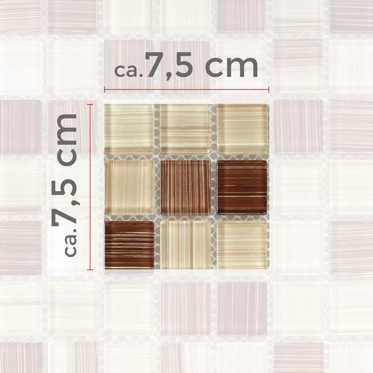 Sample Striped Crystal Mosaic Tiles Glass Brown Beige Mix