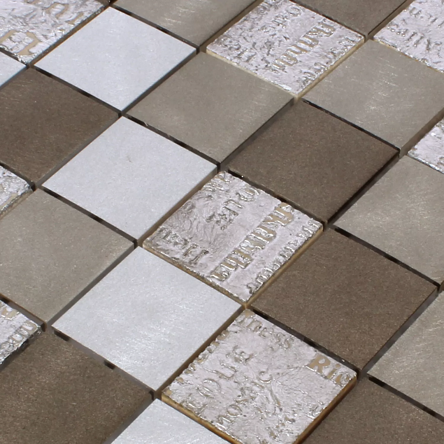 Sample Mosaic Tiles Metal Natural Stone Parole Brown Silver