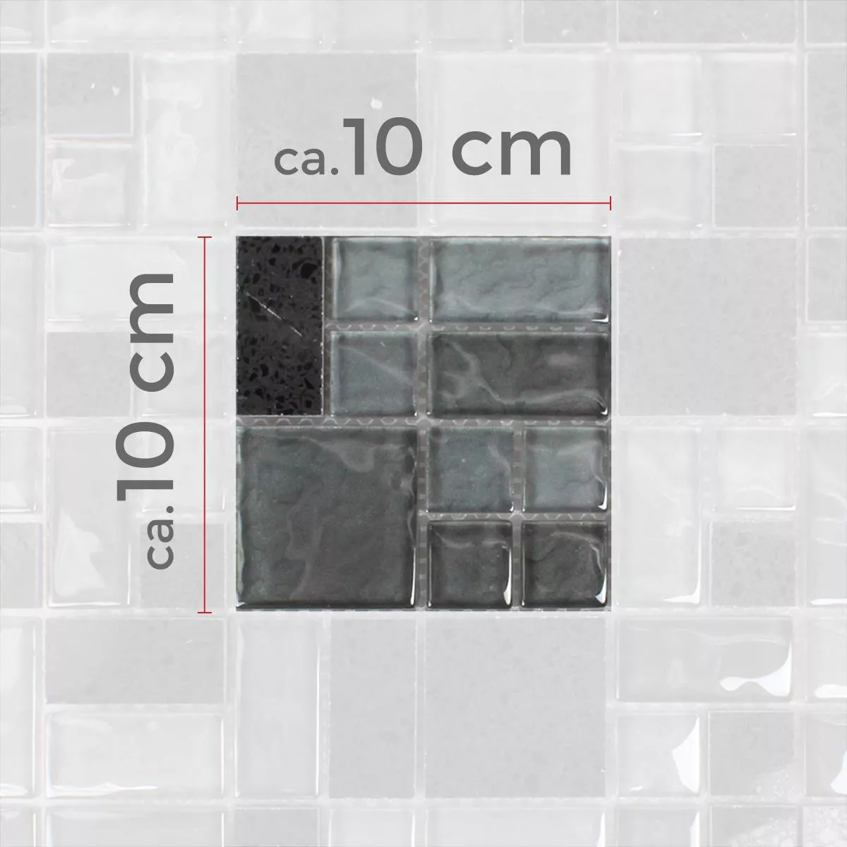 Sample Mosaic Tiles Lauria Glass Resin Black