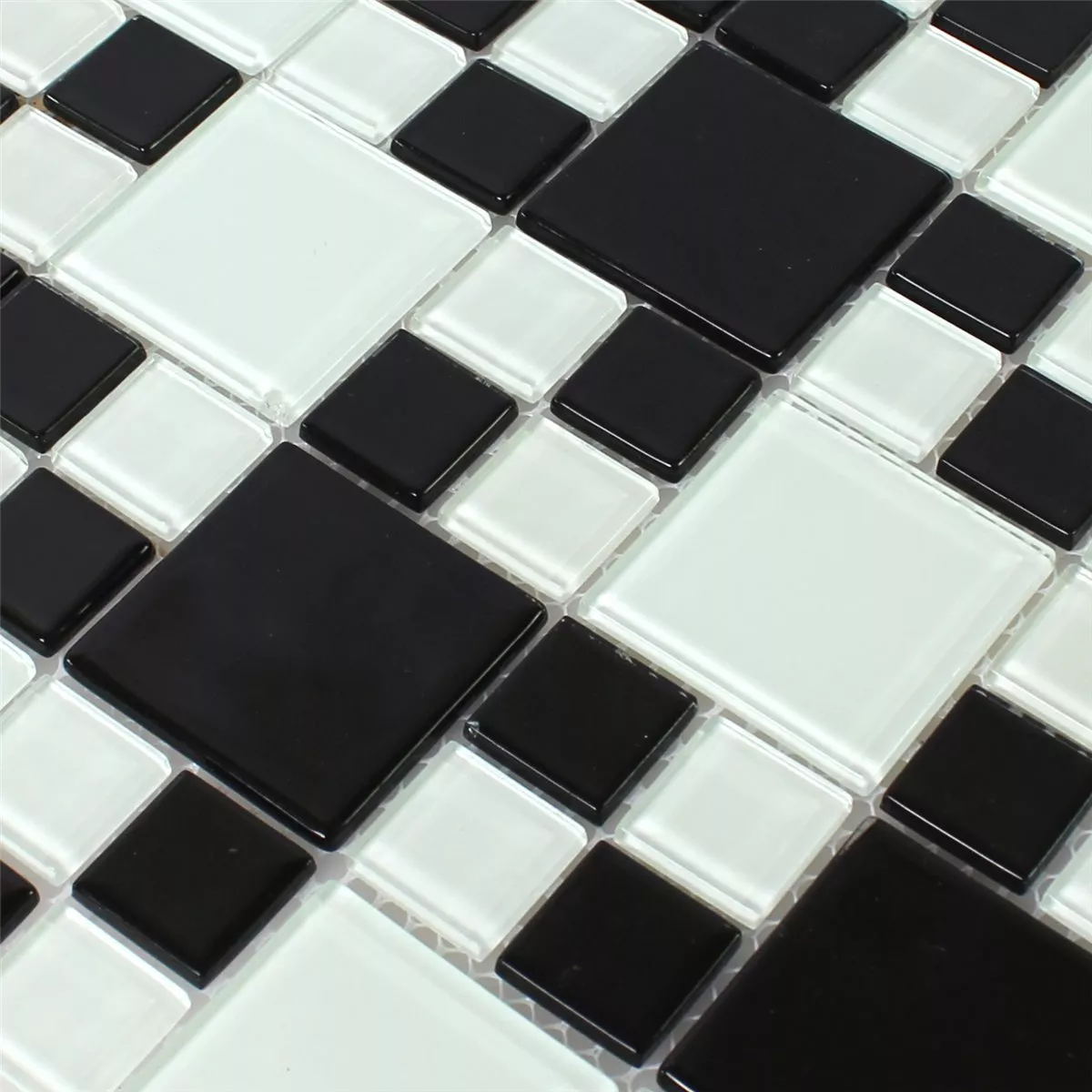 Mosaic Tiles Glass Black White Mix