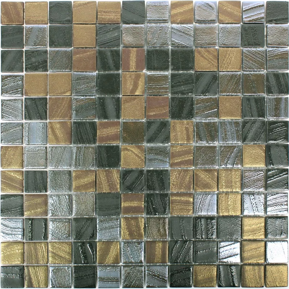 Glass Mosaic Tiles Mascota Black Gold Bronze