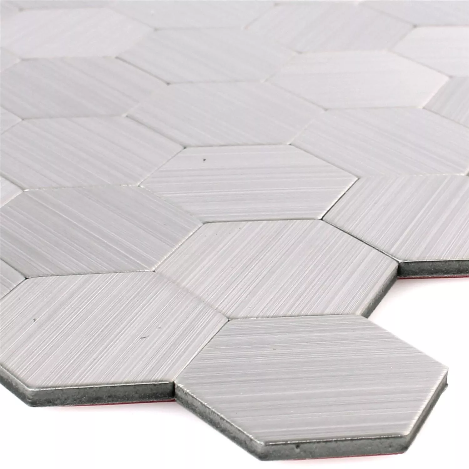 Mosaic Tiles Metal Self Adhesive Mikros Silver Hexagon