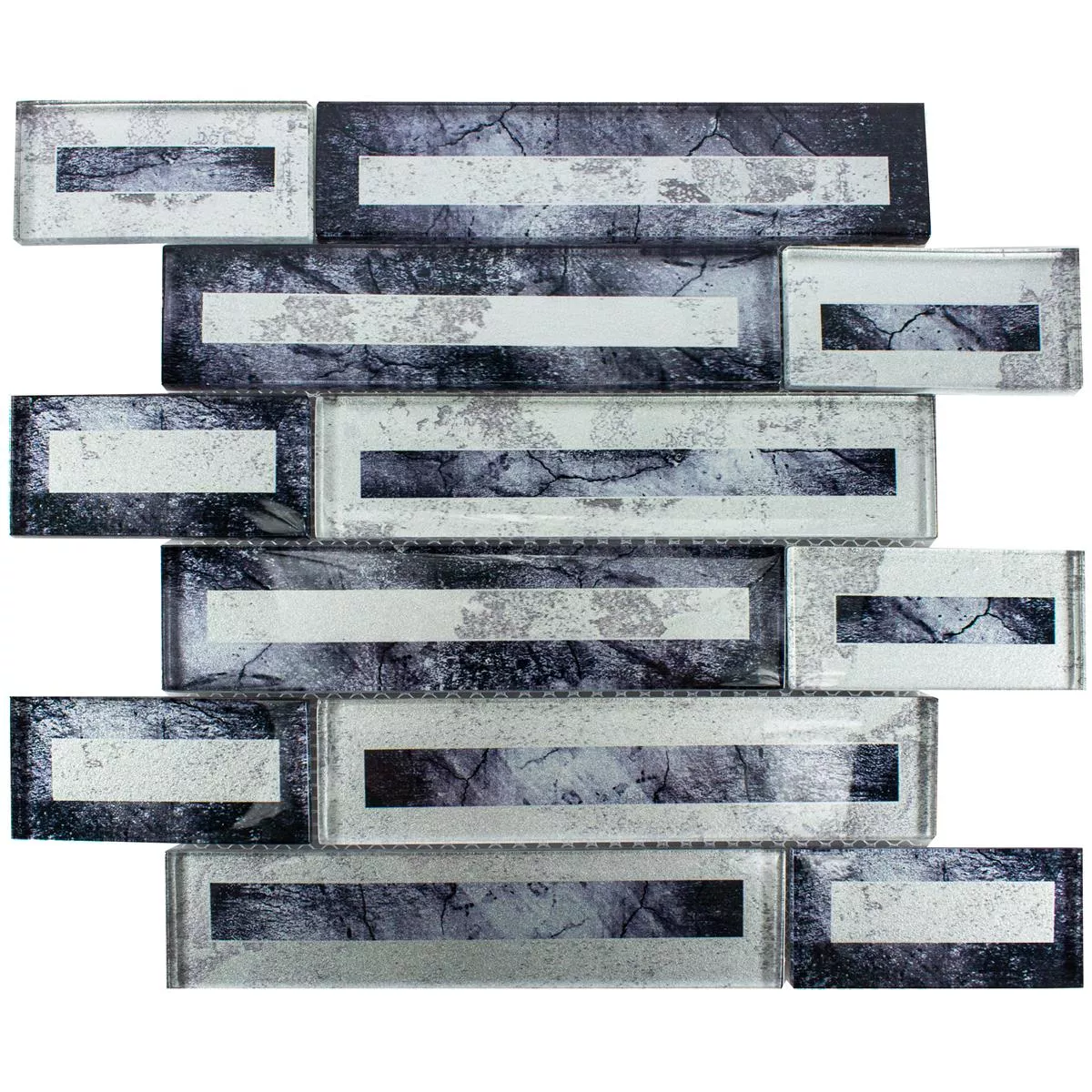 Sample Glass Mosaic Tiles Romans 2D Effect Black
