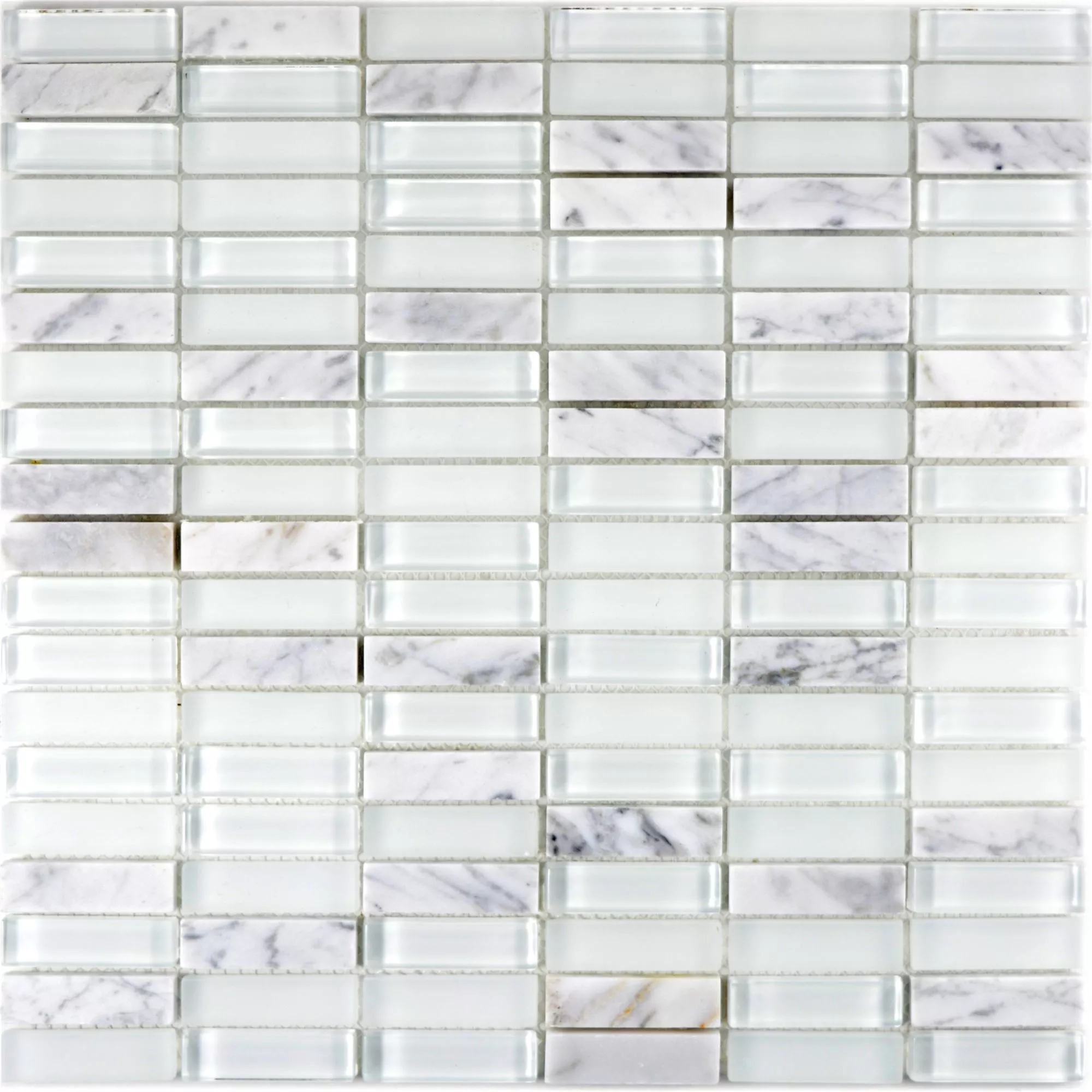 Sample Glass Natural Stone Mosaic Tiles Miya White