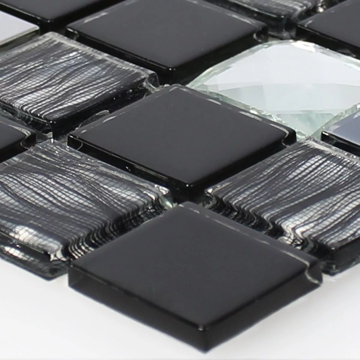 Sample Mosaic Tiles Glass Stainless Steel Self Adhesive Black Silver