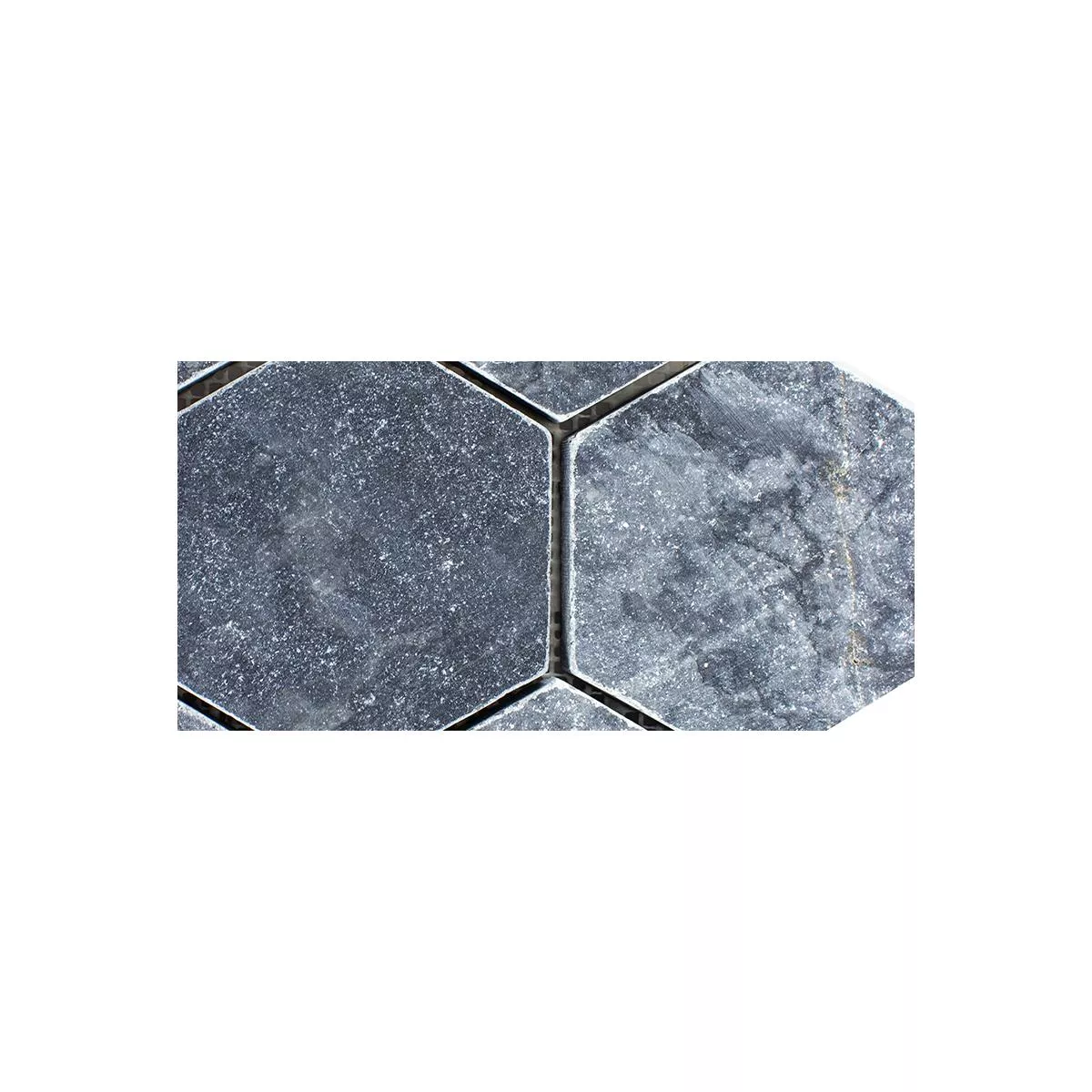 Sample Marble Natural Stone Mosaic Tiles Maracay Hexagon Nero