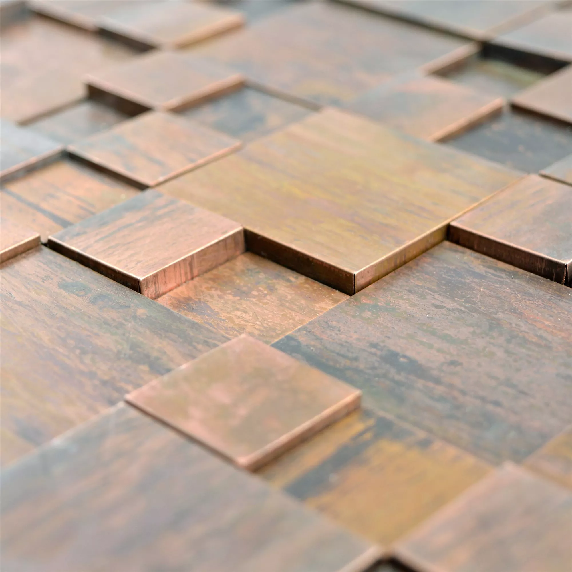 Metal Copper Mosaic Tiles Myron Kombi 3D