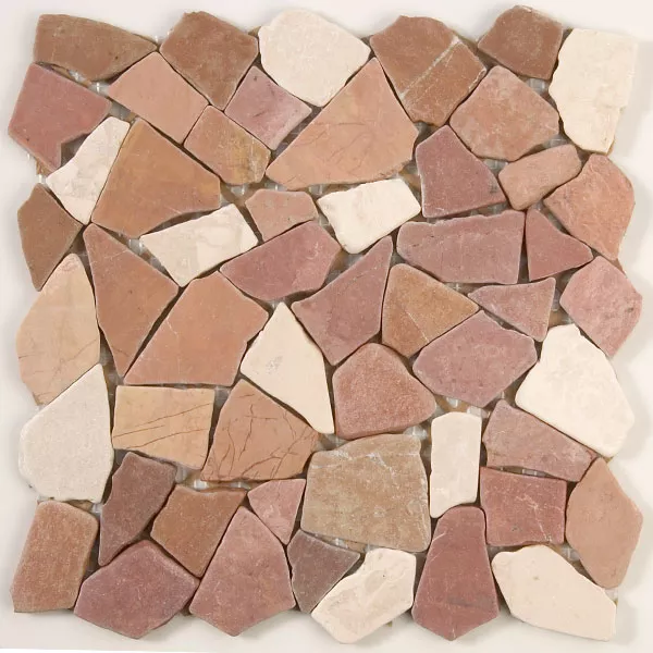 Mosaic Tiles Broken Marble Rosso Verona Biancone