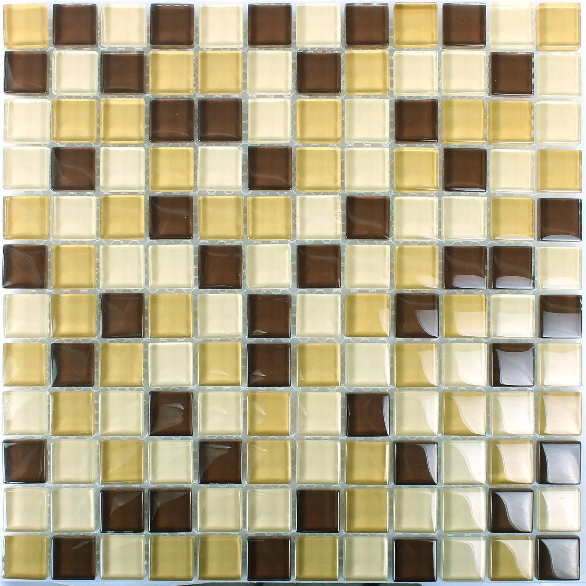 Mosaic Tiles Glass 23x23x8mm Brown Mix