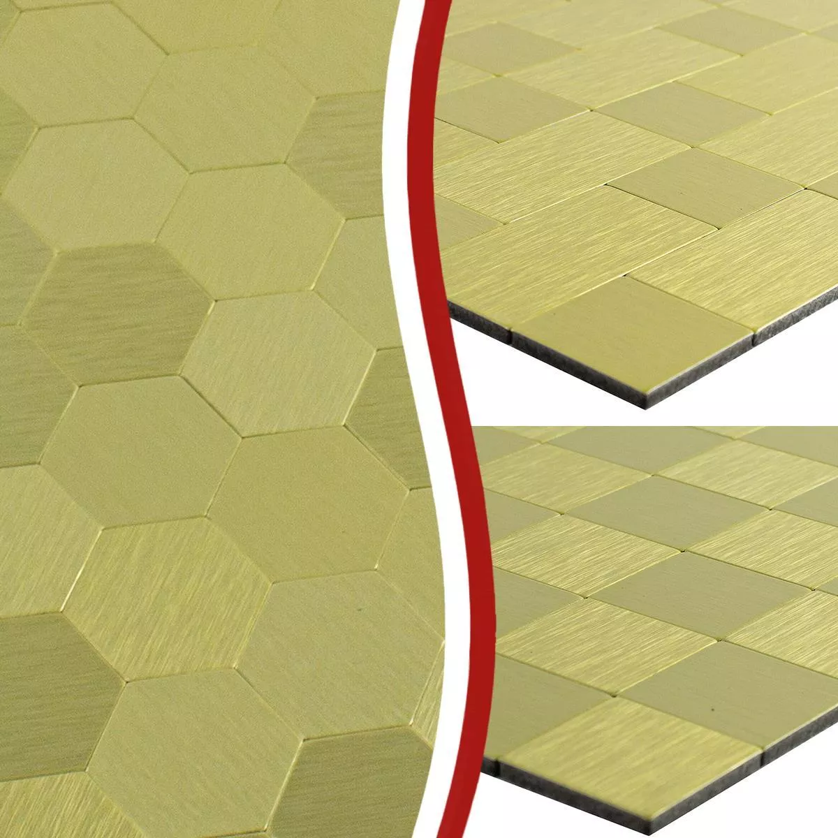 Mosaic Tiles Metal Self Adhesive Vryburg Gold