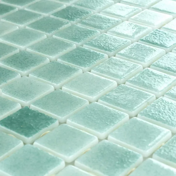 Glass Swimming Pool Mosaic 25x25x4mm Cyan Mix