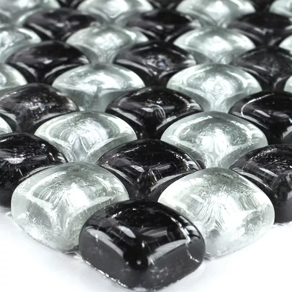 Sample Mosaic Tiles Glass on the Rocks Black Silver