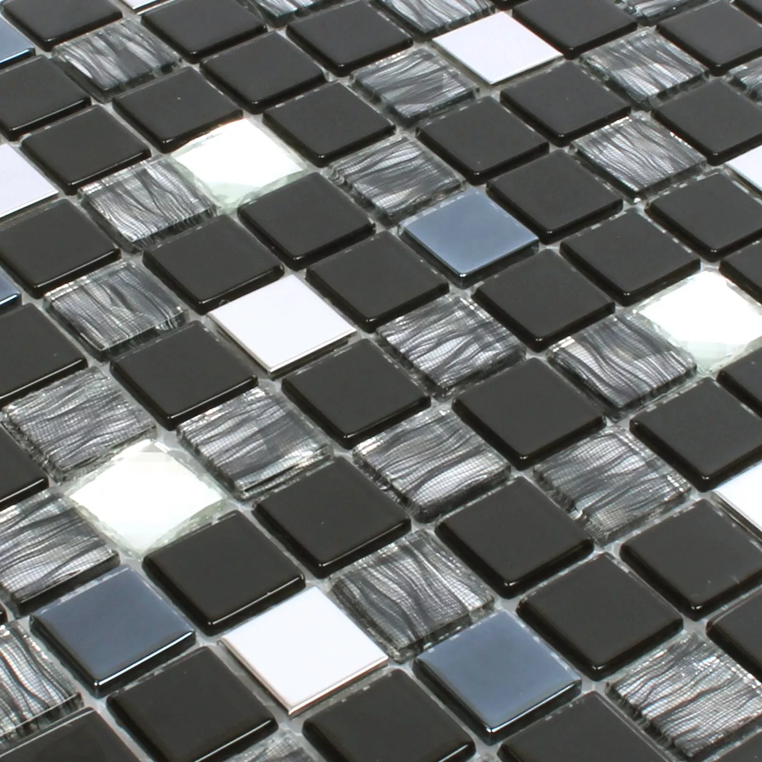 Sample Mosaic Tiles Malaya Black Silver Quadrat