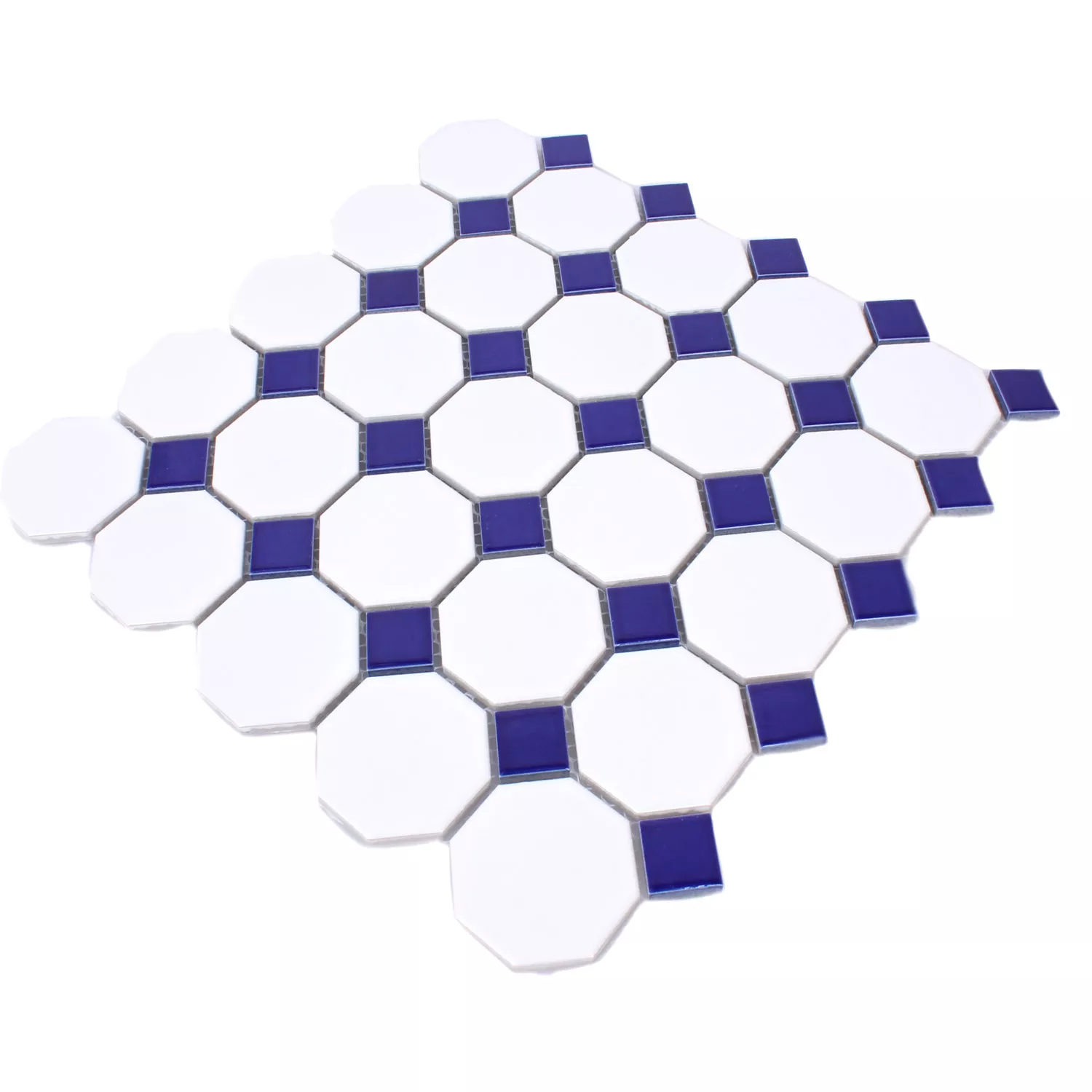 Sample Mosaic Tiles Ceramic Octagon Belami White Blue