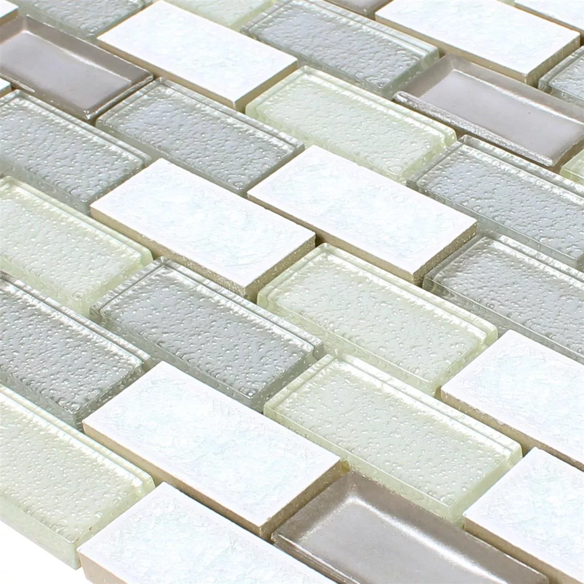 Sample Mosaic Tiles Glass Ceramic Mirasol White
