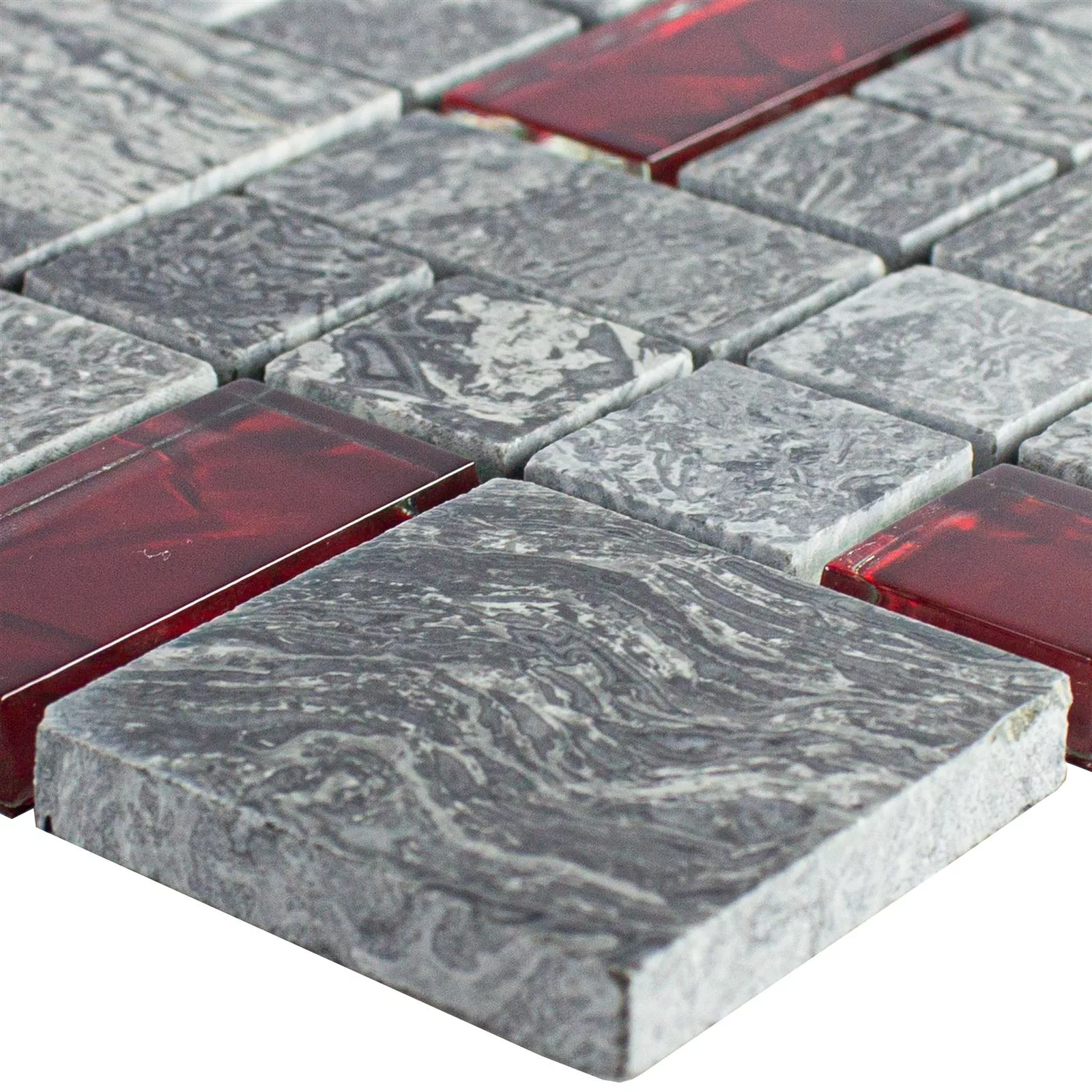 Sample Glass Mosaic Natural Stone Tiles Manavgat Grey Red ix