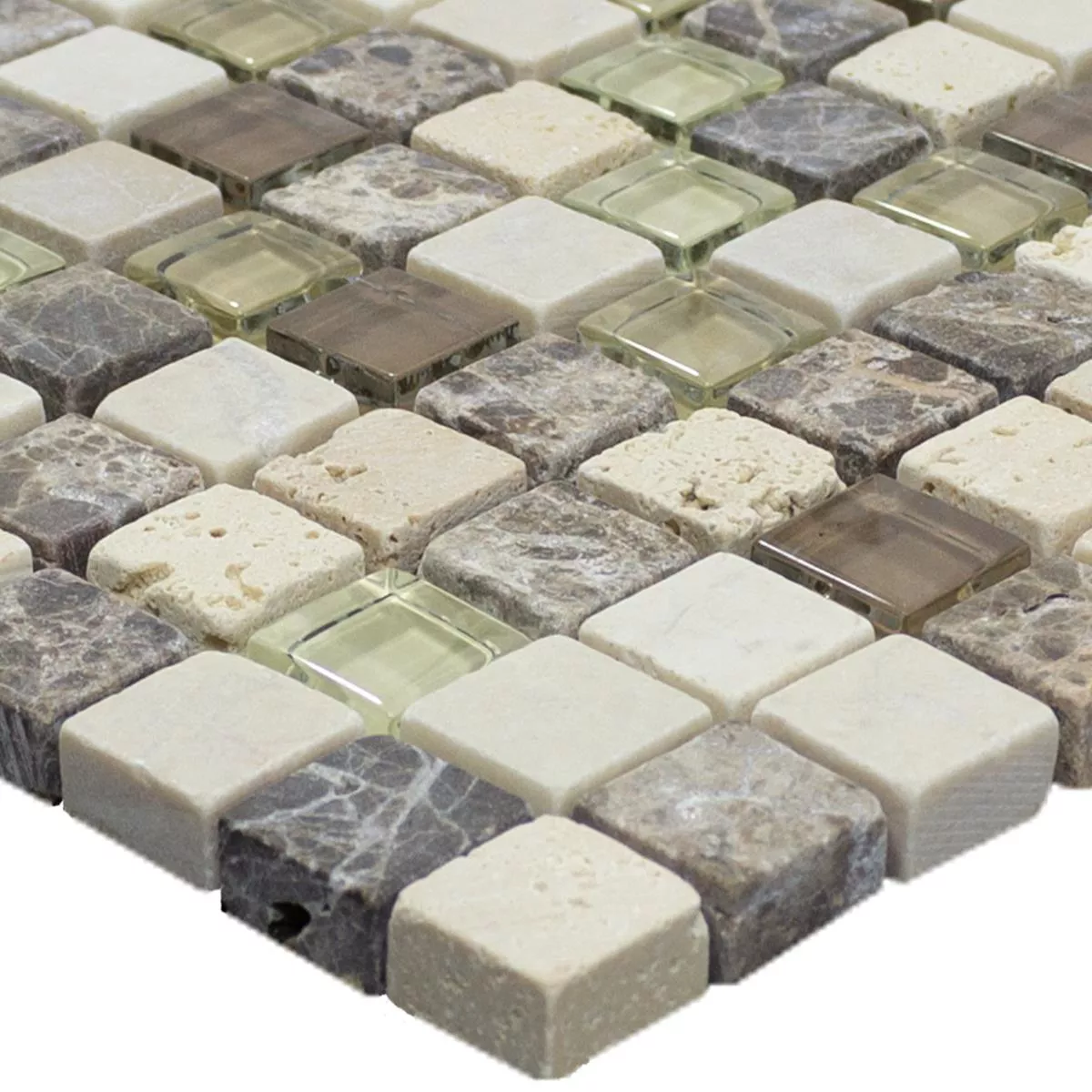 Glass Natural Stone Mosaic Harbin Brown Beige