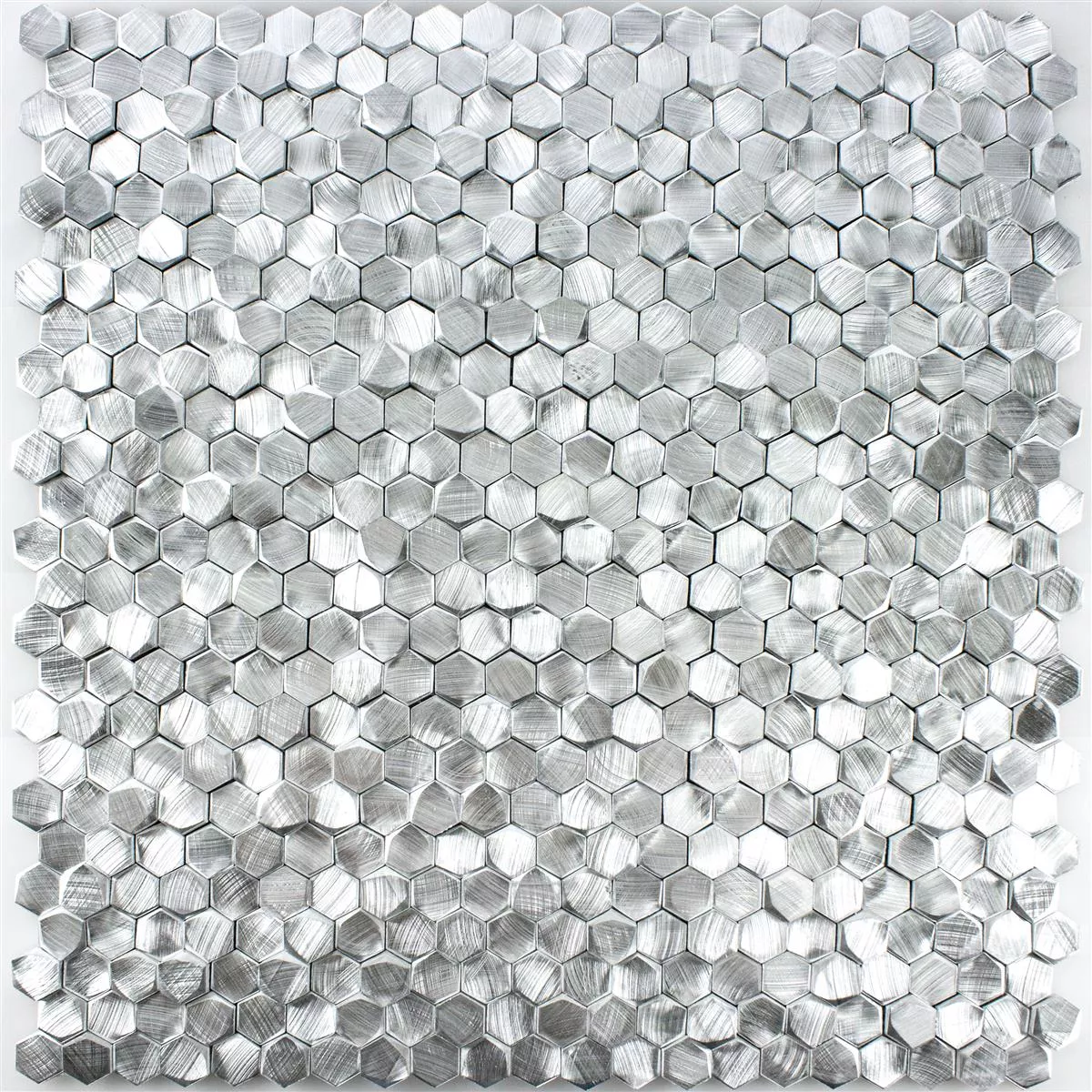 Sample Aluminium Metal Mosaic Tiles McAllen Silver