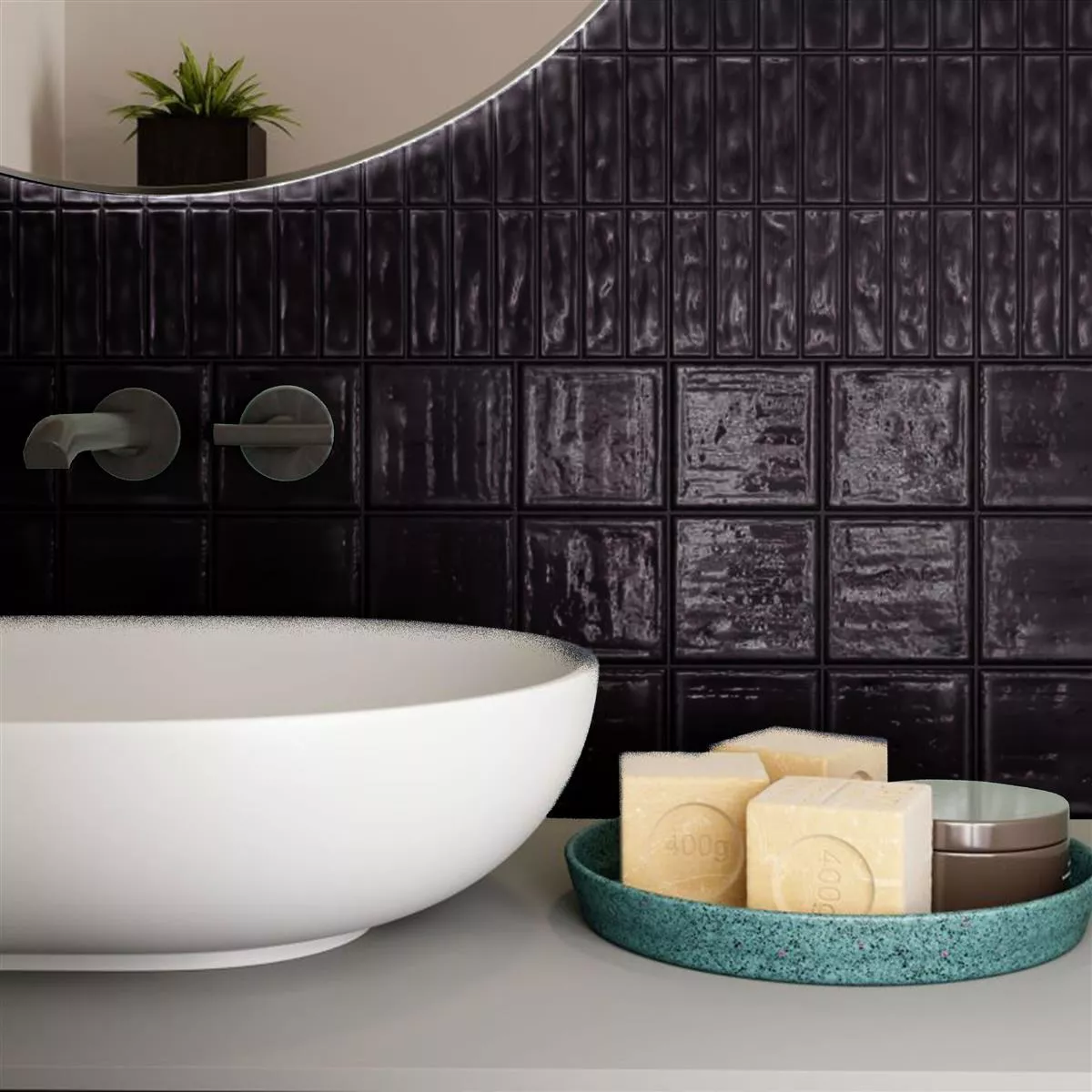 Wall Tiles Verbania Glossy Waved Black 20x20cm