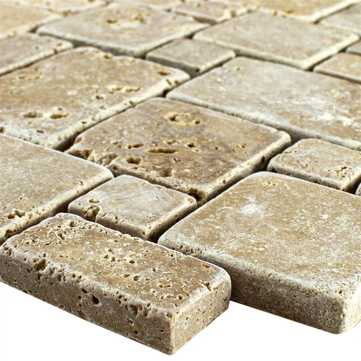 Sample Natural Stone Travertine Mosaic Tiles LaGrange Brown