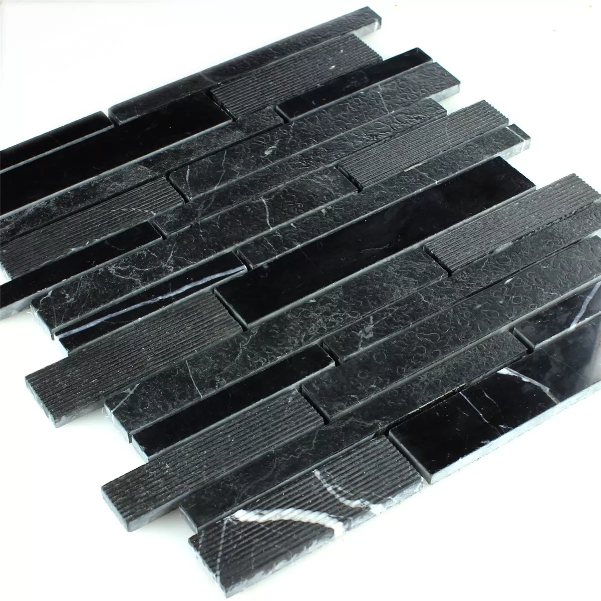 Sample Mosaic Tiles Marble Brick Milled Polished Black