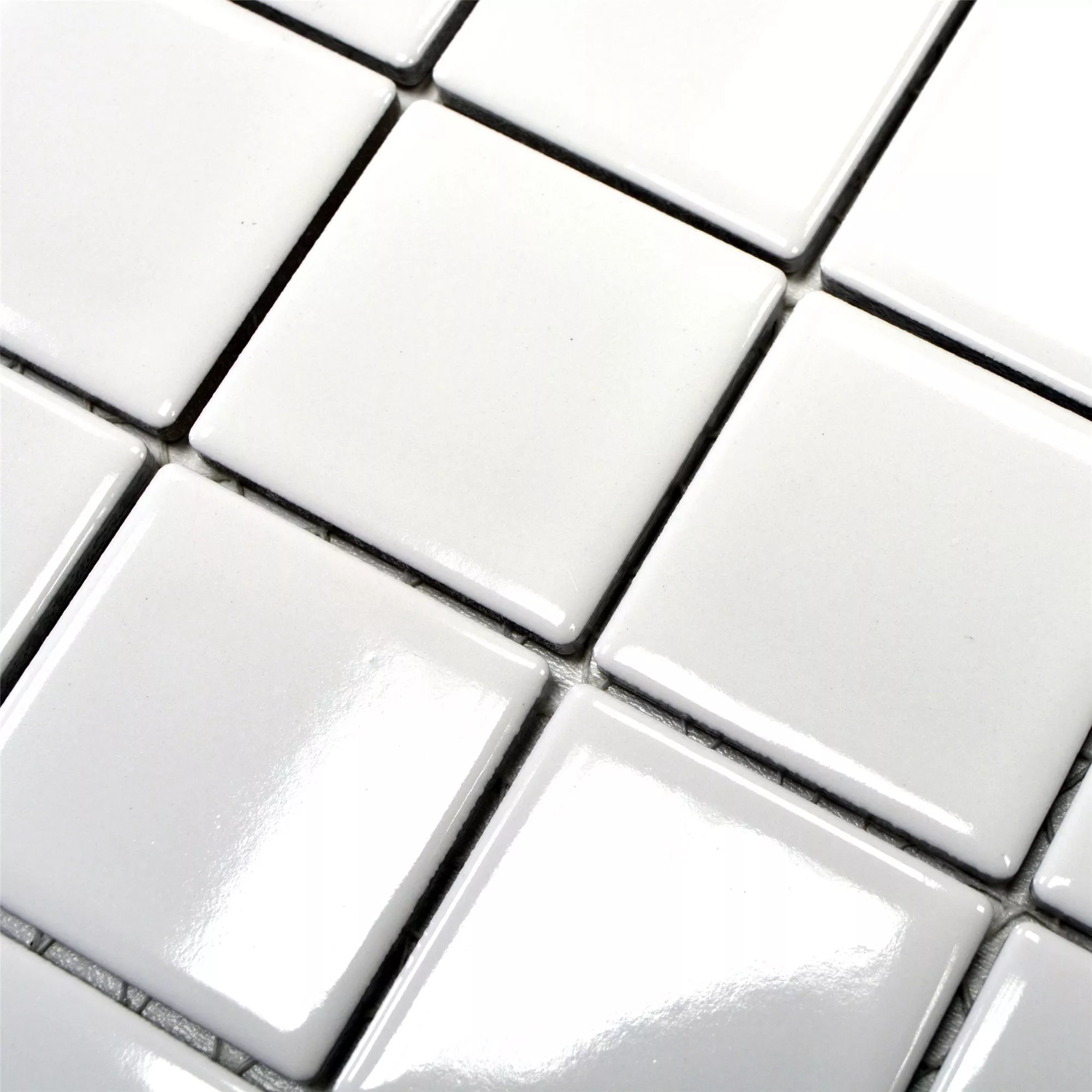 Ceramic Mosaic Tiles Adrian White Glossy Square 48