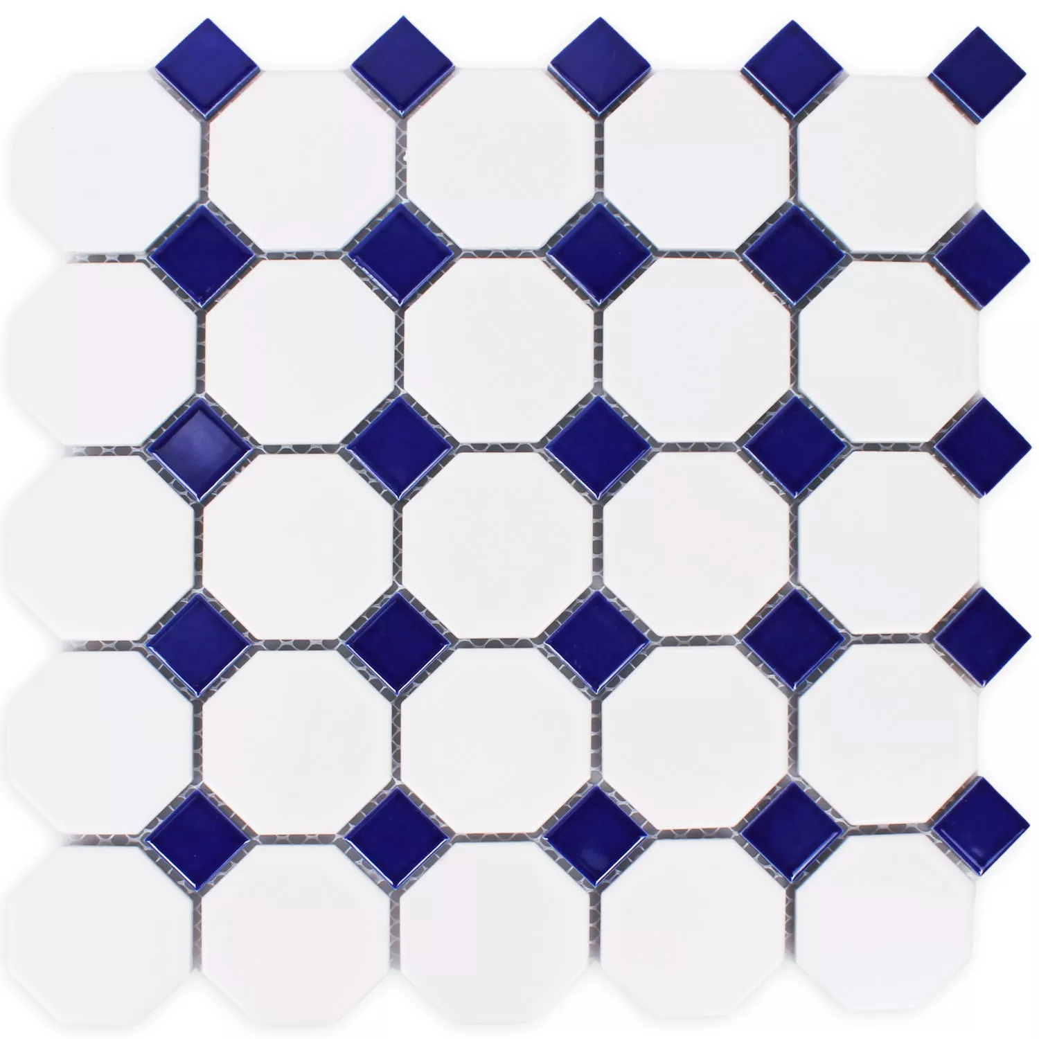 Sample Mosaic Tiles Ceramic Octagon Belami White Blue