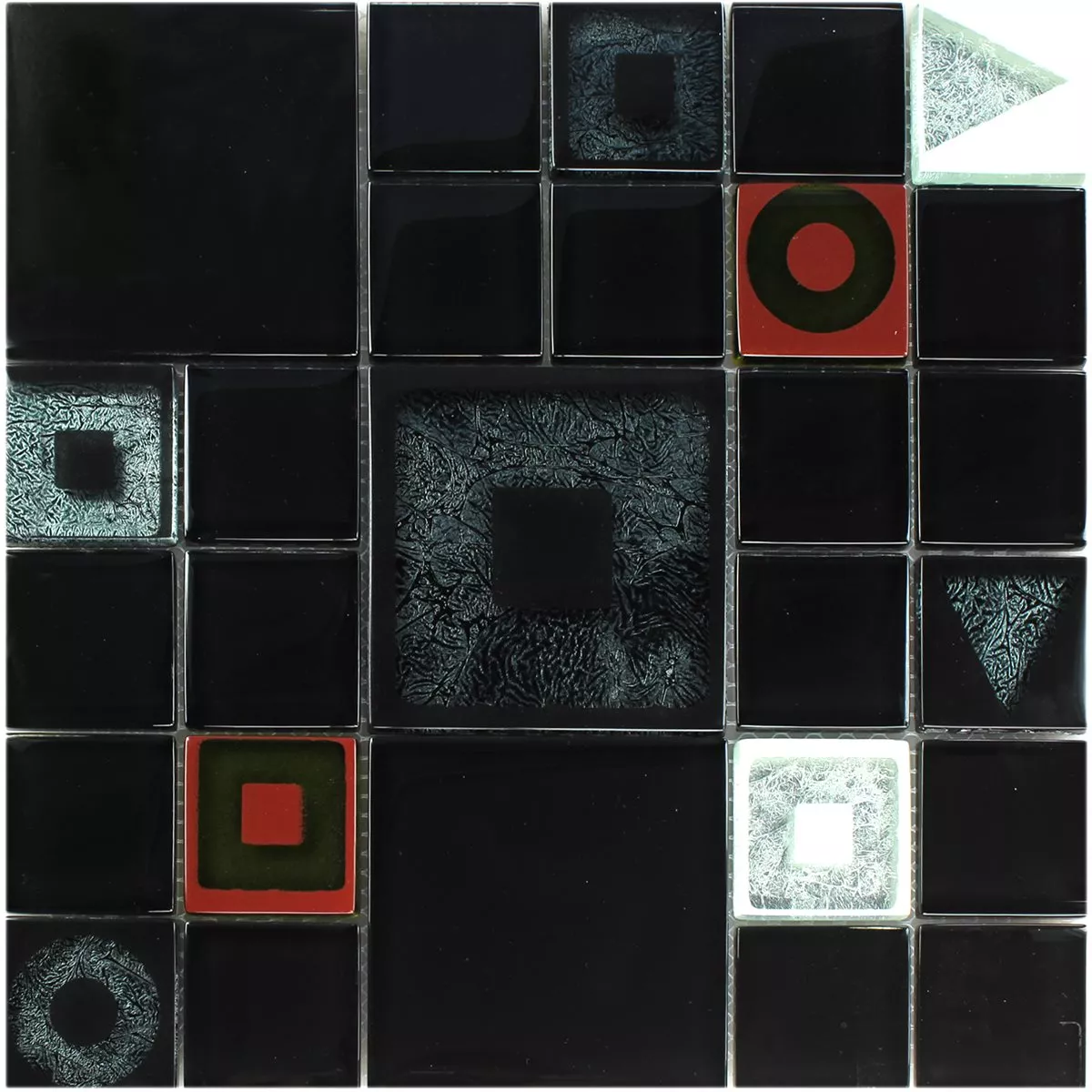 Mosaic Tiles Glass Effect Black Metalic