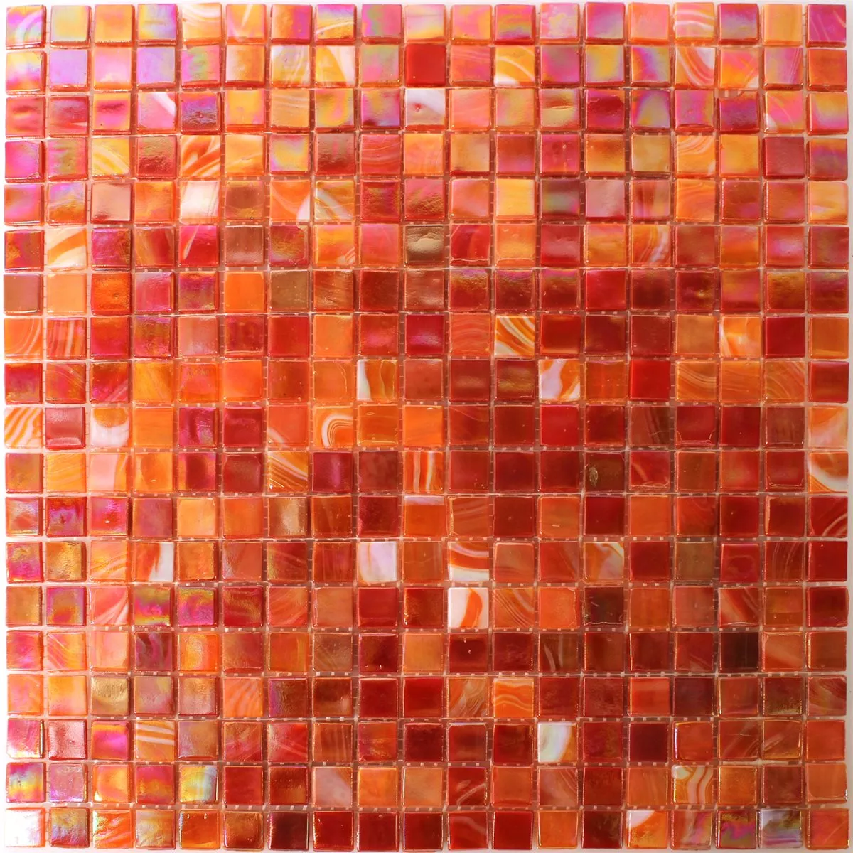 Mosaic Tiles Glass Nacre Effect Red Mix