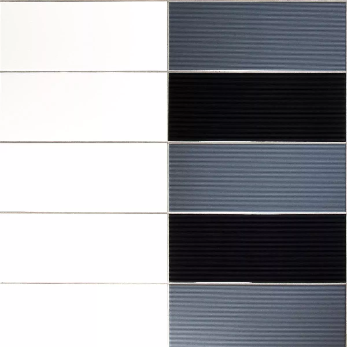 Wall Tiles Freiberg Striped 15x40cm Black