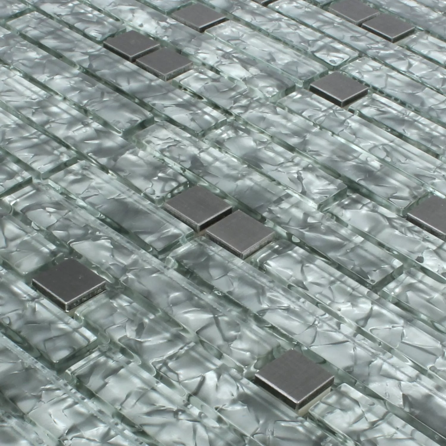 Mosaic Tiles Zaide Stainless Steel Glass Mix Grey