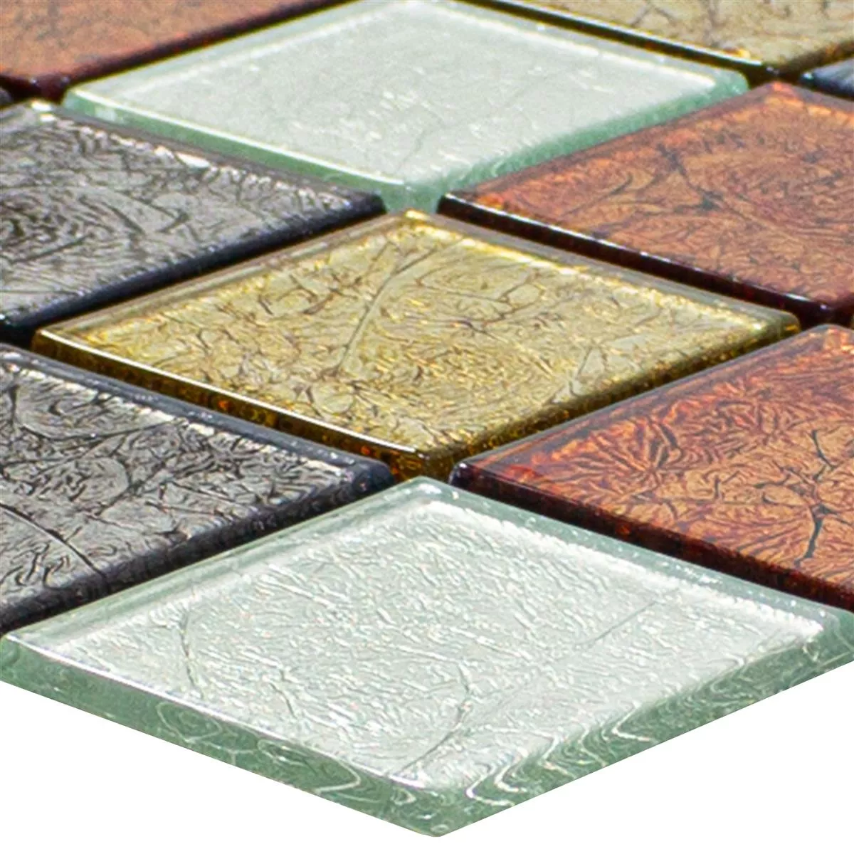 Glass Mosaic Tiles Curlew Red Brown Silver Q48 4mm  Glass Mosaic Tiles Curlew Red Brown Silver Q48 4mm