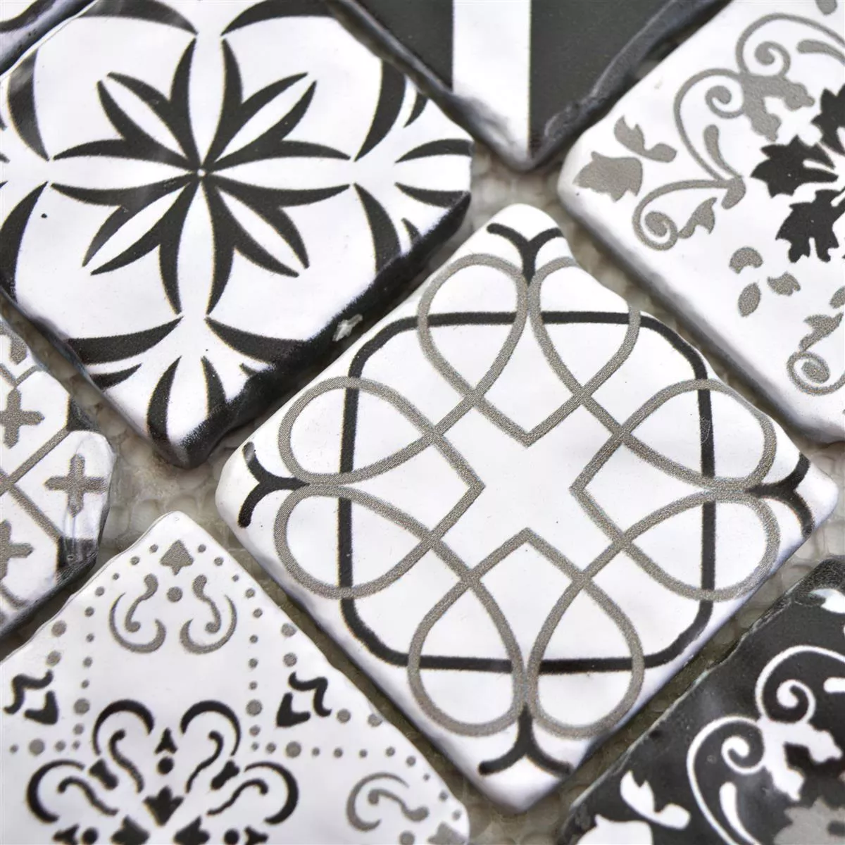 Sample Glass Mosaic Tiles Starlite Retro Black White 