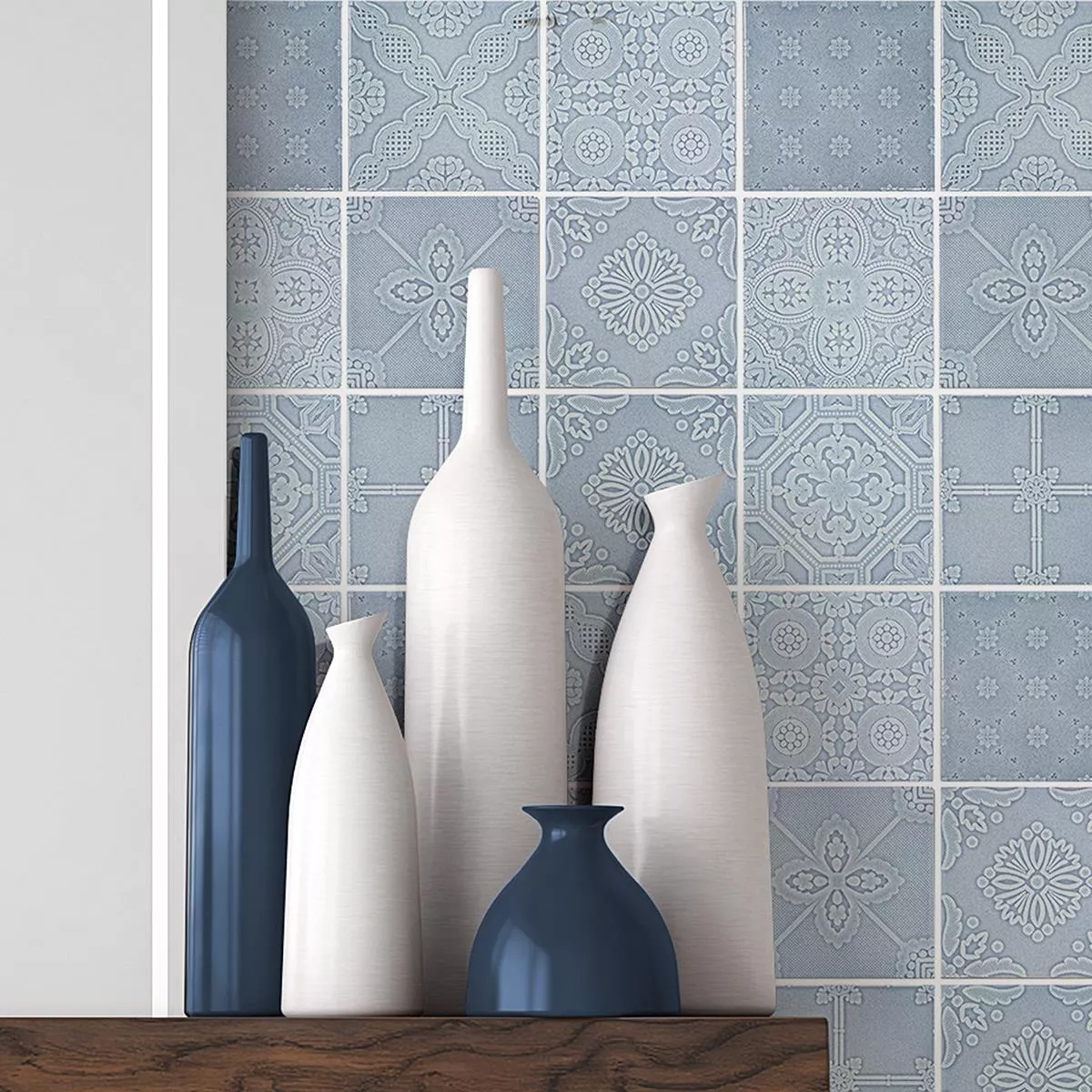 Ceramic Mosaic Tiles Rivabella Relief Blue