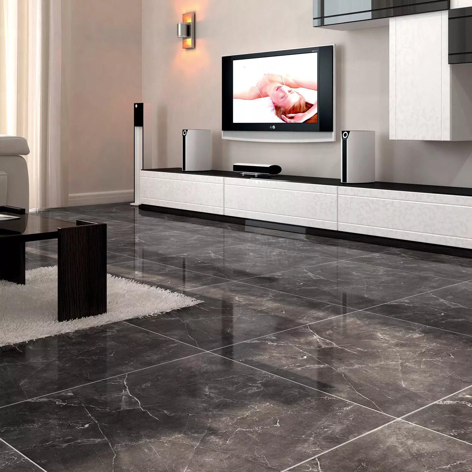 Sample Floor Tiles Marble Optic Imperial Anthracite 60x60cm