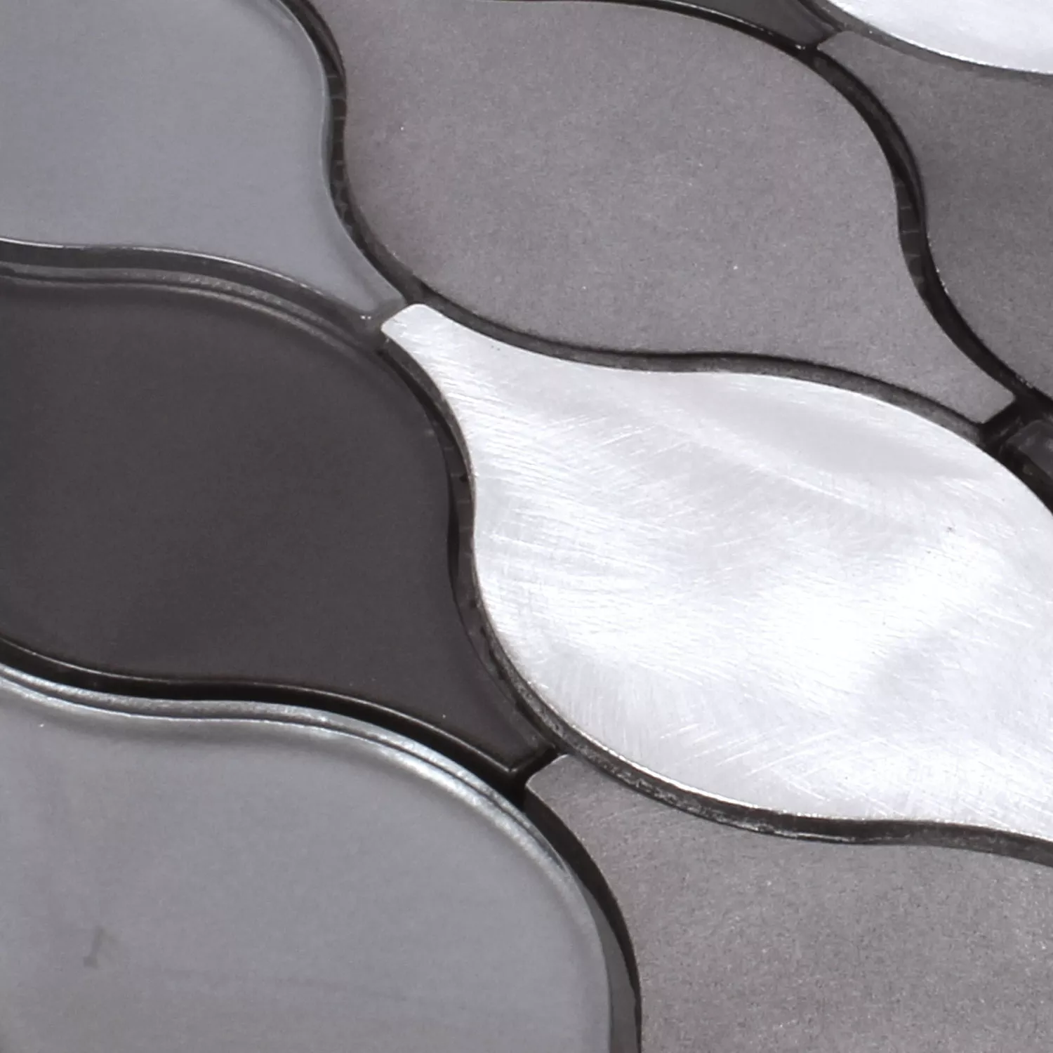 Sample Mosaic Tiles Glass Aluminium Eliza Black Silver