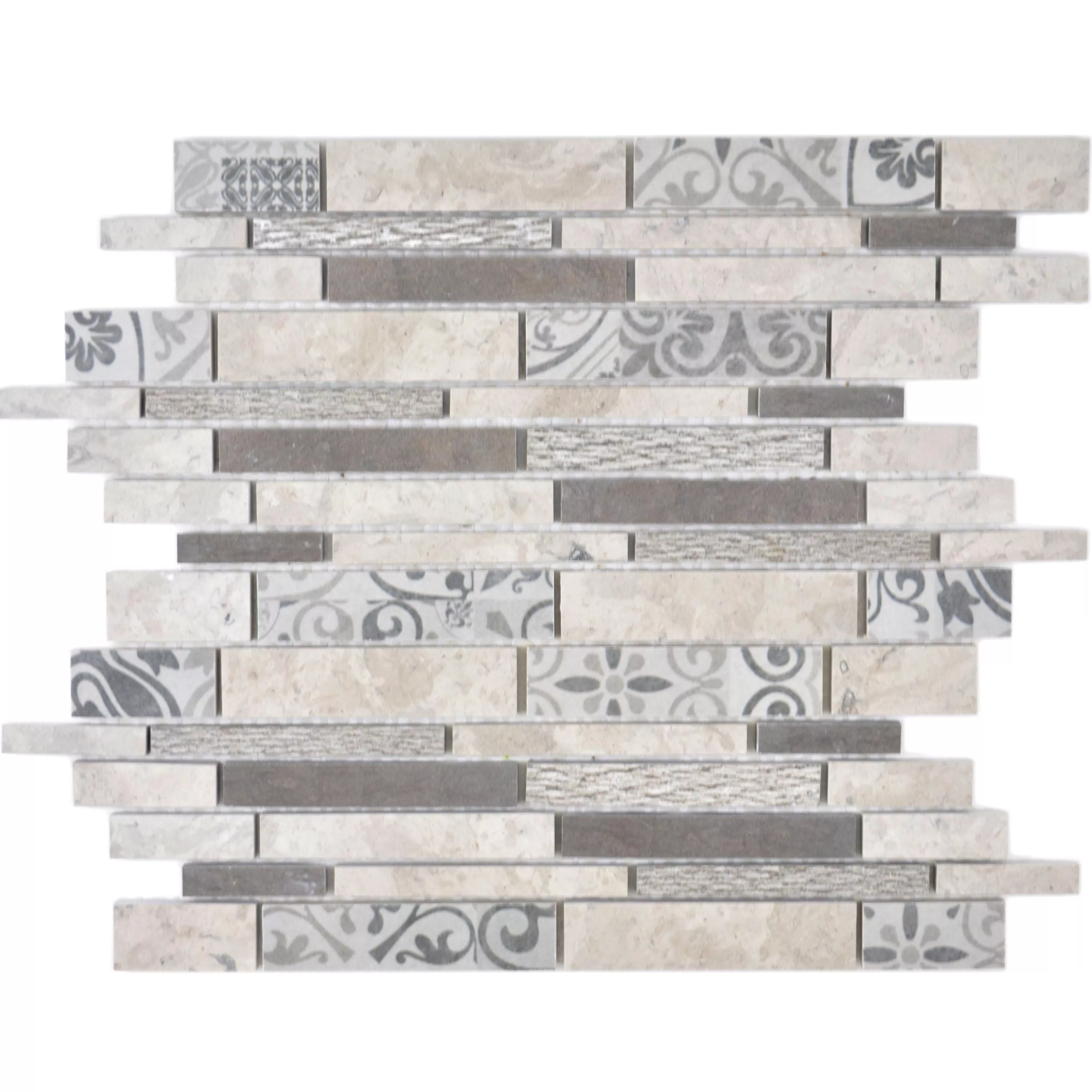 Ceramic Mosaic Tiles Mythos Sticks Grey