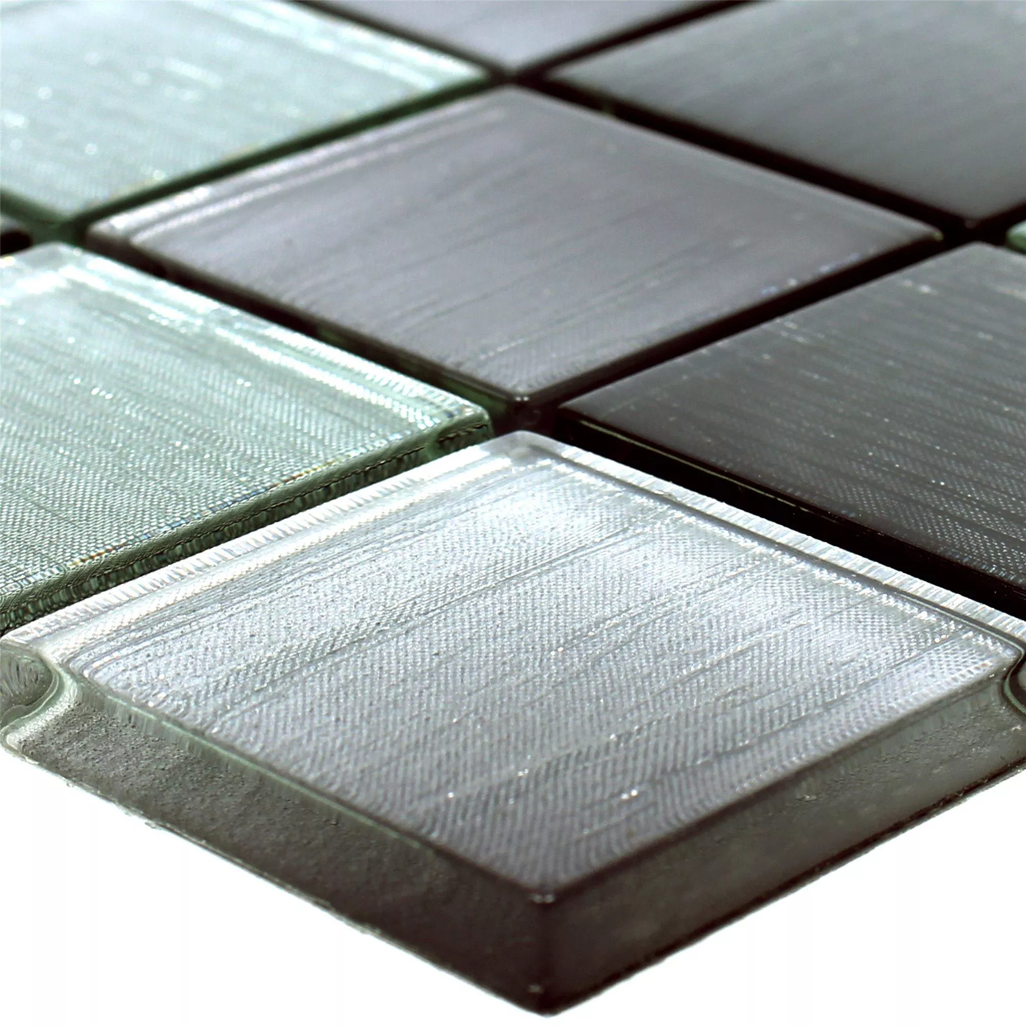 Sample Glass Mosaic Tiles Bellevue Black Silver