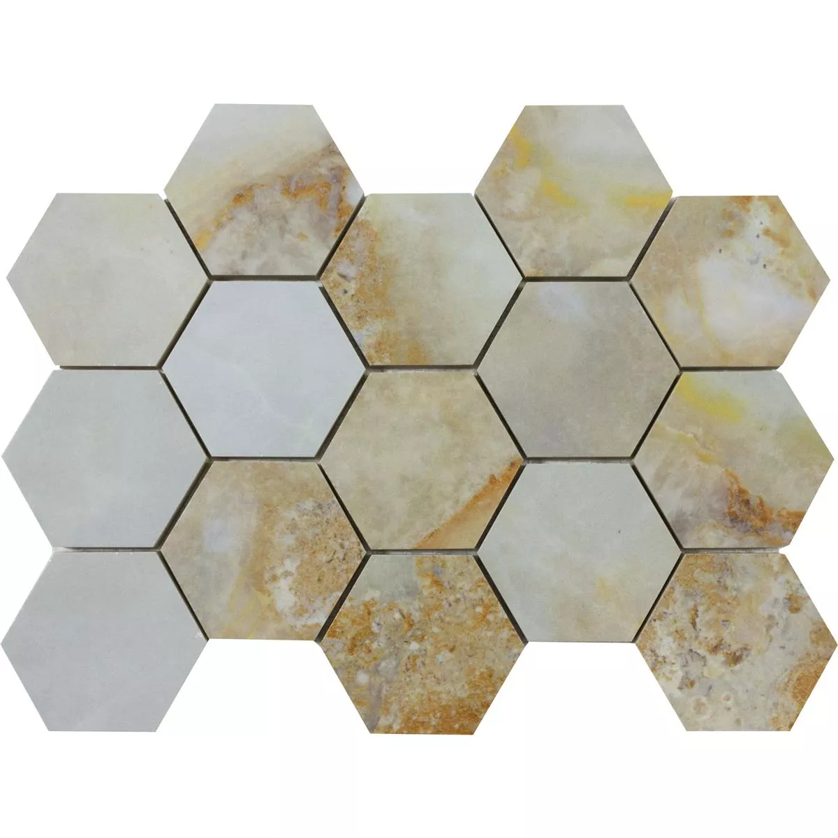 Ceramic Mosaic Tiles Naftalin Hexagon Brown Blanc