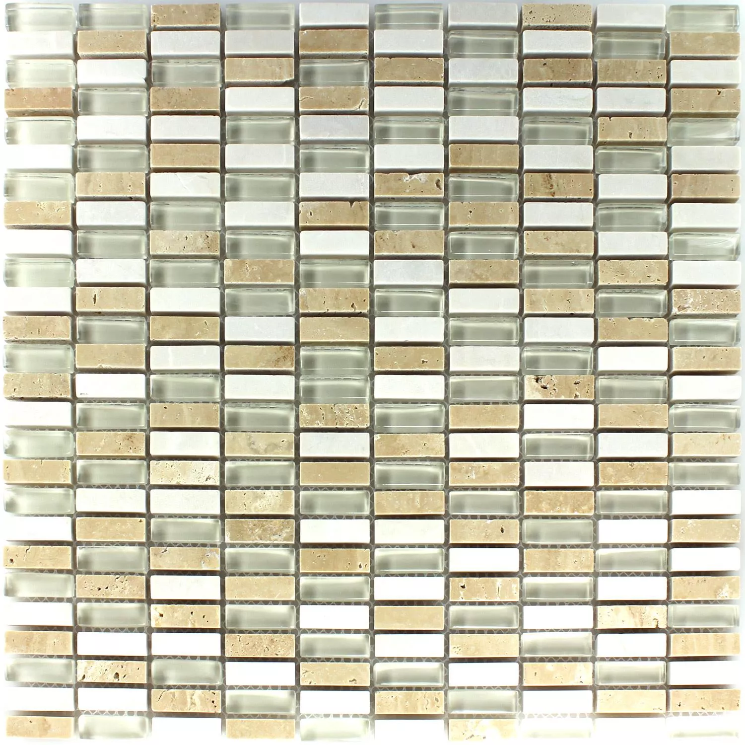 Sample Mosaic Tiles Glass Marble Beige Mix 
