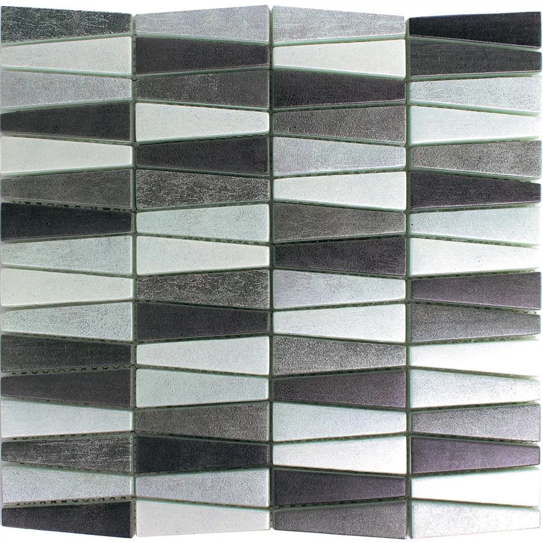 Glass Mosaic Tiles Wolgagrad Black Grey Silver