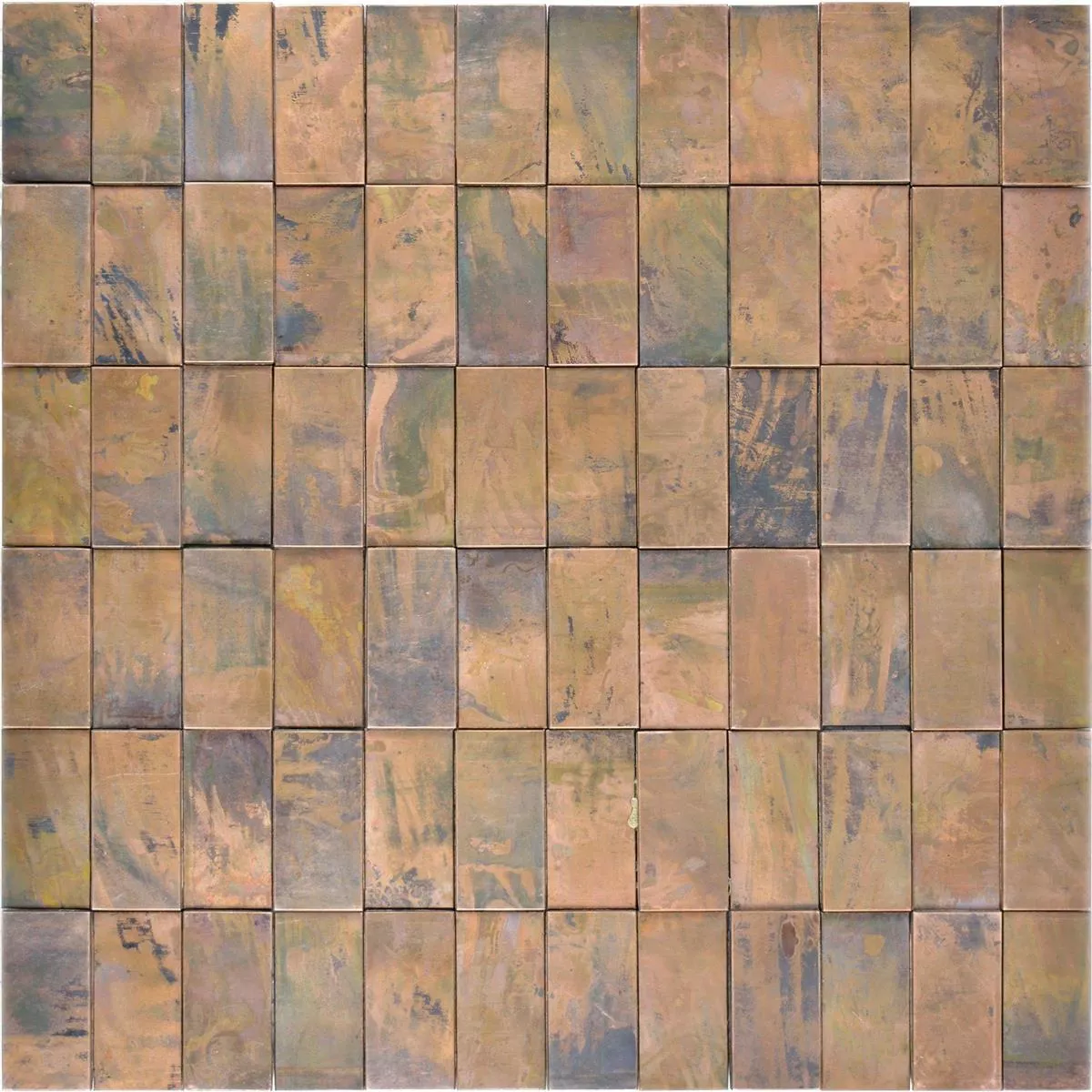 Metal Copper Mosaic Tiles Myron Rectangle 3D